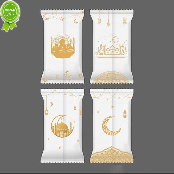 Nouveau 100 pièces Eid Mubarak en plastique bonbons cadeau sac chameau lune château biscuits sacs Ramadan Kareem décoration islamique musulman fête fournitures