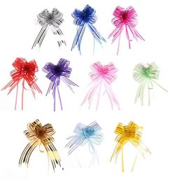 NOUVEAU 100pcs fleur Garland Organza Wedding Organza Yarn Pull Bows Ribbons Mariage Party Flower Decor Gift9755352