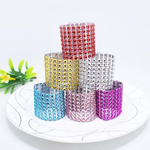 Nuevos 100 unids/lote de servilleteros de diamantes de imitación para decoración de mesa de boda, servilleteros chapados en oro rosa o níquel