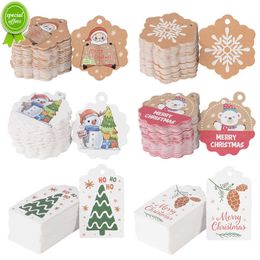 Nouveau 100 PCS Joyeux Noël Étiquettes Kraft Papier Étiquette Suspendue Cartes De Noël Cadeau Emballage Fournitures Nouvel An Cadeaux Décoration Ornements