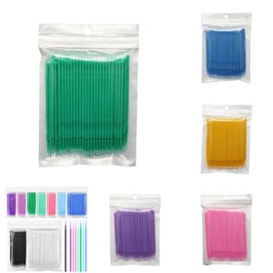 NIEUWE 100PCS MICRO KATTE CATTUREN SWAB EYELASH EXTRAPHENSABLE OPGEWIJZE LASS Slijmreinigingsborstels Applicator Sticks Make -upgereedschap