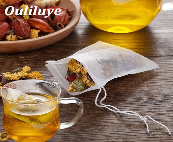 Nuevas bolsas de té de 100pcs Pack 55 x 7cm Bolsas de té de perfume vacío con papel de filtro de sellado de curación de cuerdas para té de hierbas bolsas64446132