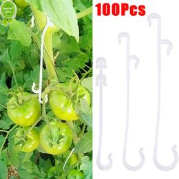 Nieuwe 100 -stcs Plant Tomatenondersteuning J Vormige haken herbruikbare groentefruit wijnstokken Vijnen vaste gesp haken planten trellis voor tuinbenodigdheden