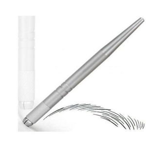 Nieuwe 100 Stuks Zilver Permanente Make-Up Pen 3D Borduren Make Handleiding Pen Tattoo Wenkbrauw Microblade 5713786