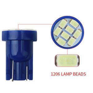 Nouveau 100 pièces T10 W5W 194 501 1206 8SMD LED lumière de voiture 3000K6000K Auto cale plaque d'immatriculation lampe dôme ampoule blanc vert bleu rouge 12V Diode