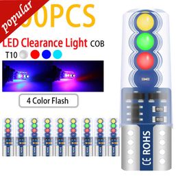 Nuevo 100 Uds T10 W5W luces LED estroboscópicas para coche intermitente 194 168 cúpula Interior lectura marcador lateral bombilla indicador Auto lámpara 12V 4 colores