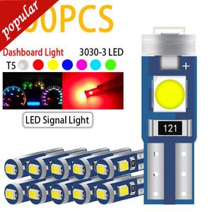 Nouveau 100 pièces T5 Led ampoule W3W W1.2W Canbus voiture lumières intérieures tableau de bord indicateur de réchauffement Wedge Auto Instrument lampes 12V blanc jaune