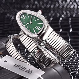 NIEUWE 101910 SP35C6SDS.2T Steel Case Diamond Bezel Green Dial Swiss Quartz Womens Horloge Dames Horloges 2020 Nieuwe Goedkope PTBV Puretime BV08B2