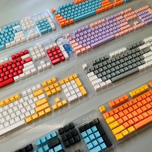 Nouveau 104 pièces clavier mécanique Keycaps Set OEM rétro-éclairé deux couleurs ABS violet blanc clé Cap pour 61/87/104 clé Cherry MX Keycap