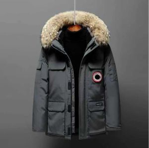 Nouveau 10A manteau d'hiver d'oie canadienne épais chaud hommes vers le bas Parkas vestes vêtements de travail veste en plein air épaissi mode gardant Couple diffusion en direct Coat387