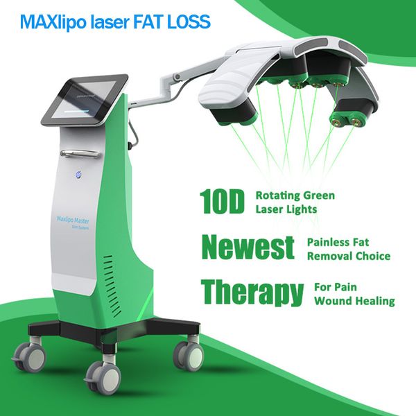 NUEVO 10D Lipolaser maxlipo Master Máquina de adelgazamiento Longitud de onda 532nm Láser de escaneo de 360 grados para adelgazar el cuerpo Pérdida de grasa sin tiempo de inactividad SIN riesgo de terapia con láser