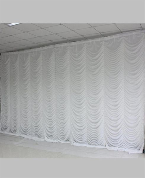 Nuevo 10 pies x 20 pies decoraciones de fondo de escenario de fiesta de boda cortinas de fondo de cortina de boda en diseño ondulado Color blanco 274C33903563826460