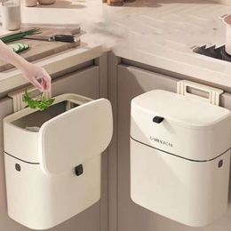 Nouveau 10L poubelle suspendue pour salle de bains cuisine nouvelle poubelle murale poubelle avec couvercle toilette déchets seau de stockage