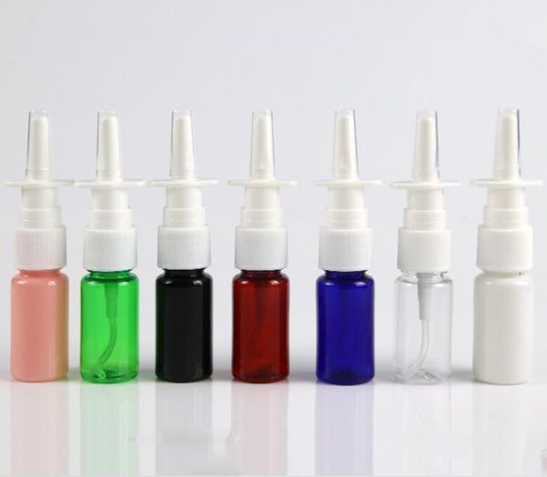 Nouveau flacon pulvérisateur d'atomiseur de brume nasale médicale multicolore en PET de 10 ml