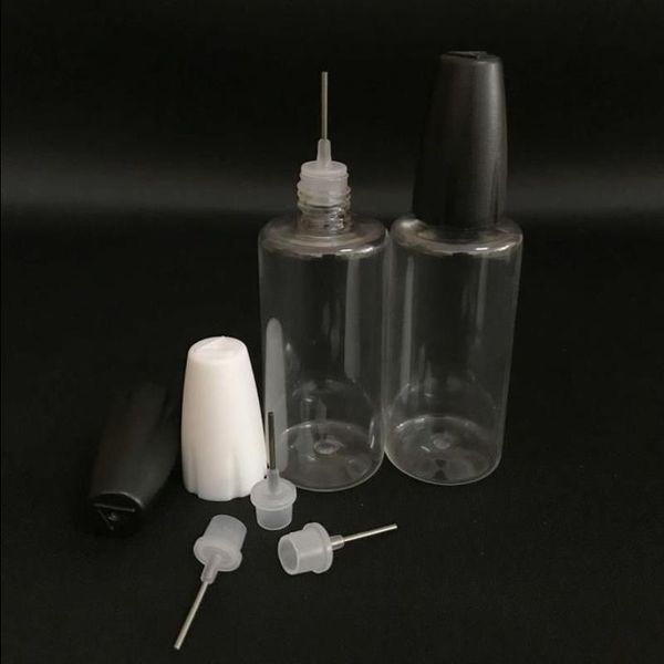 Flacons compte-gouttes en plastique de 10ML, avec embouts métalliques, bouteille à aiguille vide, récipient en plastique PET pour e-liquide, pour jus Aplup