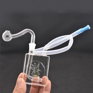 Nieuwe 10mm Vrouwelijke Box Glas Ash Catcher Oil Rig Water Bong Pipe voor roken met siliconenslang en oliekom