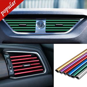 NIEUWE 10PCS 20cm Auto Airconditioner Vluchten Uitlaat Trimstrip u vorm Chrome PVC Kleurrijke glanzende auto -trimstrip voor auto -decoratie