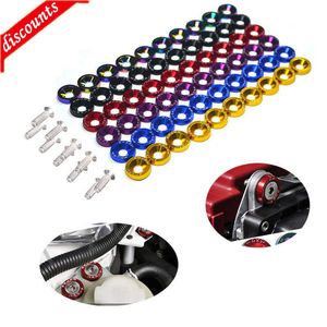 Nouveau 10pcs voiture modifiée attaches hexagonales garde-boue rondelle pare-chocs moteur concave vis aluminium JDM garde-boue rondelles et boulon M6 pour Honda