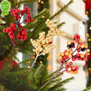 Nieuwe 10Pcs Kerst Rode Bessen Takken Kunstmatige Rode Hulst Bessen Kerstboom Decoratie Ornamenten Nieuwjaar DIY Bloem Krans