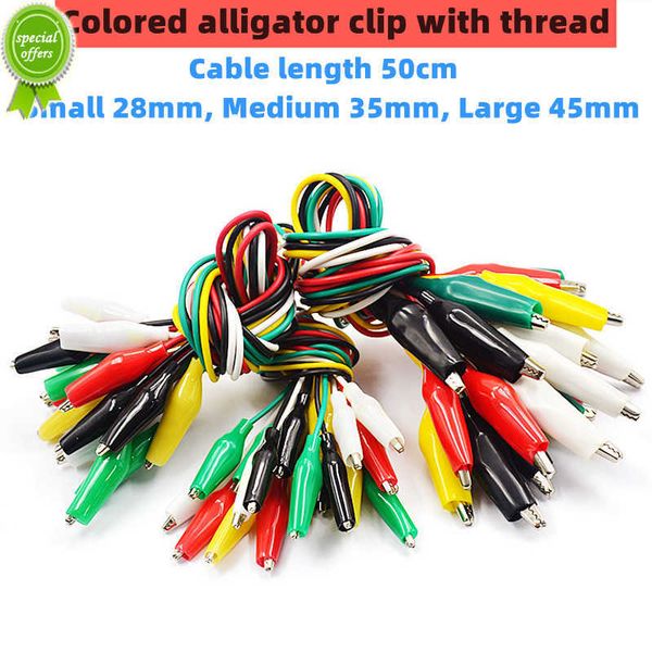 Nouveau 10 pièces couleur pince crocodile électrique bricolage petite batterie cordon d'alimentation gaine pince électrique Double tête pince de Test.28mm35mm45mm 50cm