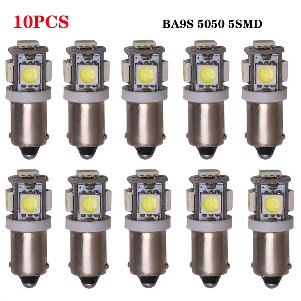 Nouveau 10 pièces DC 12V BA9S W6W 5050 5 SMD 5SMD LED Ampoule Auto Lampe Wedge Marqueur LED Voiture Camion Indicateur Signal Lumière Parking Lecture 60Lm