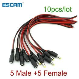 Nouveau 10pcs / lot 2,1x5,5 mm Femelle masculine Femelle Plug 12V Power Pigle Câble Câble pour CCTV Connector Connecteur Tail Extension