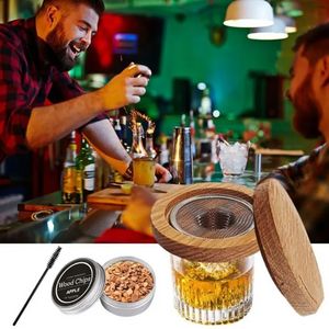 Nuevo 10pcs / lot Bar Tools Cocktail Whisky Smoker Kit con 8 virutas de madera natural de frutas de diferentes sabores para bebidas Accesorios de barra de cocina Herramientas al por mayor bb0302