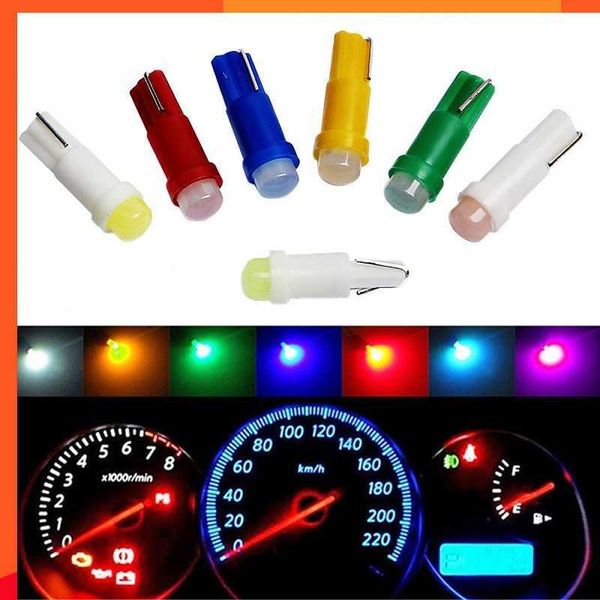 Nuevo 10 unids/lote W1.2W enchufe T5 LED 12V coche Auto lado cuña tablero indicador instrumento luz bombilla azul hielo rojo verde amarillo