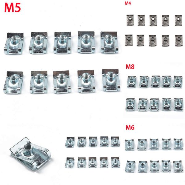 Nouveau 10pcs M4 / M5 / M6 / M8 304 Clip en acier inoxydable Écrou / roseau U Écrouse Fixation Kits assortis Clip en acier Écrou pour voiture de moto