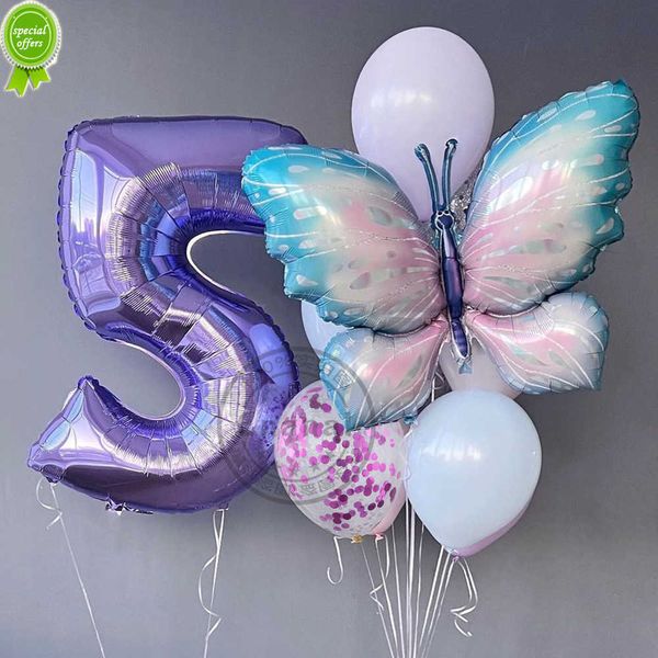 Nuevos 10 Uds. De nuevos productos, globo de papel de aluminio de mariposa Rosa Gradual, globo Digital de crema púrpura de 40 pulgadas, decoración de fiesta de cumpleaños para Baby Shower