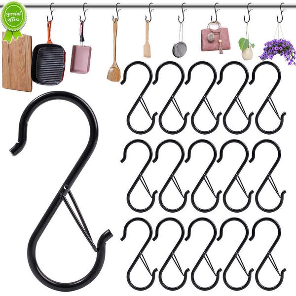 Nouveau 10 pièces crochet en métal en forme de S multi-fonction suspendu support robuste avec boucle de sécurité pour plantes serviette salle de bain organisateur crochets