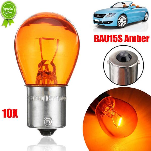 Nouveau 10 pièces/ensemble BAU15S PY21W voyant de voiture DC 12V 21W ampoule LED frein feu de recul feu de stationnement ambre jaune lampe halogène