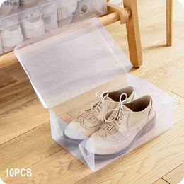 Nouvelle boîte de chaussures 10pcs boîtier de tiroir transparent boîtes à chaussures en plastique Boîte de chaussures empilable Organisateur de chaussures Rangement de rangement de chaussures L230705