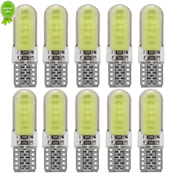 Nouveau 10 pièces Silicone COB 12V T10 W5W 168 194 Led Auto intérieur ampoule blanc Led voiture côté cale ampoules licence lampe blanc 6000K