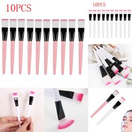 Nuevo 10pcs Cepillo de maquillaje suave de la máscara de bricolaje Fundación Herramienta de cuidado de la cara de la piel Herramientas de belleza cosmética del mango de acrílico