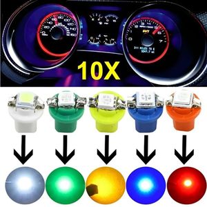 Nouveau 10pcs T5 B8.5D LED Light Car Toard Dashboard Bulbes Cars Interior Instrument Accessoires Accessoires Contrôle du bord de la cale Tableau de tableau de bord Lampes 12V