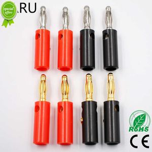 Nuevo 10pcsAudio Tornillo de altavoz Banana Gold Plate Plugs Conectores 4mm EN STOCK ENVÍO GRATIS Black Red Facotry Online Wholesale Golden