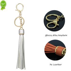 Nieuwe 11 kleuren Fashion Tassels Keychain Alloy Circle Pu Leather Fringe Keyring Dames Men Men Auto -decoratie Tas Diy Sieraden Accessoires