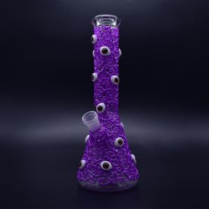 Nouveau 11 pouces 5mm bécher en verre bong lueur dans le tuyau d'eau en verre sombre peinture à la main nouveau design dab rigs