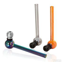 Nouveau 118MM de long fumer tuyau en verre couleur de mélange avec couvercle en silicone tuyaux en verre coloré brûleur à mazout tuyaux pour fumer accessoires pour fumer