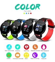 Nieuwe 119 plus slimme horloge polsbandjes bloeddruk rond Bluetooth smartwatch dameshorloge waterdichte sporttracker voor Android iOS