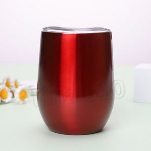 Koffie Bekers 11Color Drinkware 360ml met Deksel Auto Cup Rvs Tumbler Stemless Wine Glass Metal Wide Mouth T2I51370