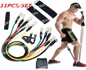 NOUVEAU 11PCS / SET EXERCICES BANDES DE RÉSISTANCE TUBES LATES PEDAL EXPERCITE BORD HOME Gym Fitness Training Training Yoga Elastic PU Corde Pu Equipment7319214