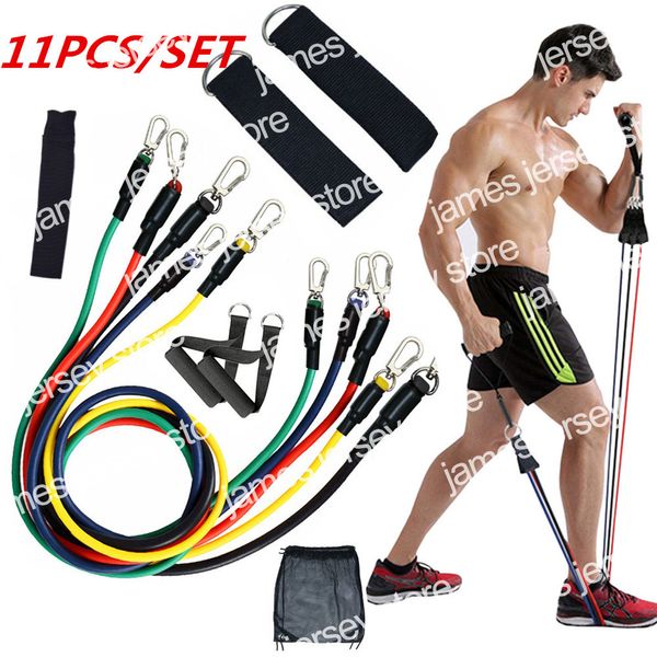 Nouveau 11pcs / set Exercices Bandes de résistance Tubes en latex Pédale Excerciser Body Home Gym Fitness Training Workout Yoga Élastique Pull Corde Équipement