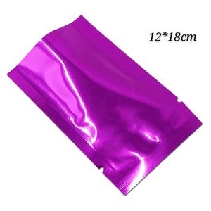 12 * 18 cm 100 Pcs violet emballage cadeau open top sacs sous vide aliments secs fleurs emballage feuille d'aluminium produits pack pochette sac