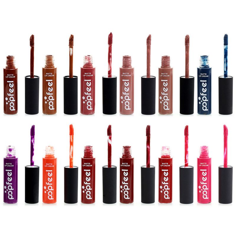 Neue 12-Farben-Flüssigkeit, wasserdicht, elegant, matt, glatt, Lippenstift, Lippenstift, Lipgloss, langlebig, sexy Nude-Lipgloss