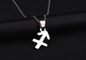 Nouveau 12 Constellations en acier inoxydable 3 couleurs signe du zodiaque Sagittaire pendentif collier nom collier cadeau d'anniversaire Bijoux4797365