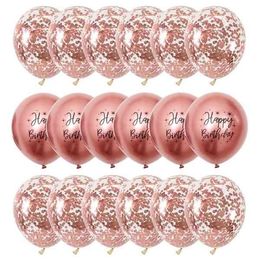 Nieuwe 12 '' Rose Gold Ballon Set Confetti Happy Birthday Metallic S Party Wedding Decor Baby Shower Y0622