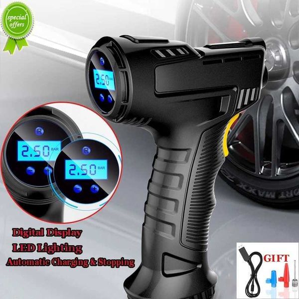 Nouveau compresseur d'air Rechargeable 120W pompe gonflable sans fil pompe à Air Portable gonfleur de pneu de voiture numérique pour balles de voiture vélo