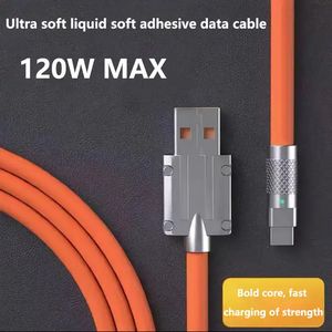 Nieuwe 120W Super Snelle Oplaadkabel Metaal Zinklegering Vloeibare Siliconen Micro USB Type-C Oplader Datakabel voor Android Voor andere